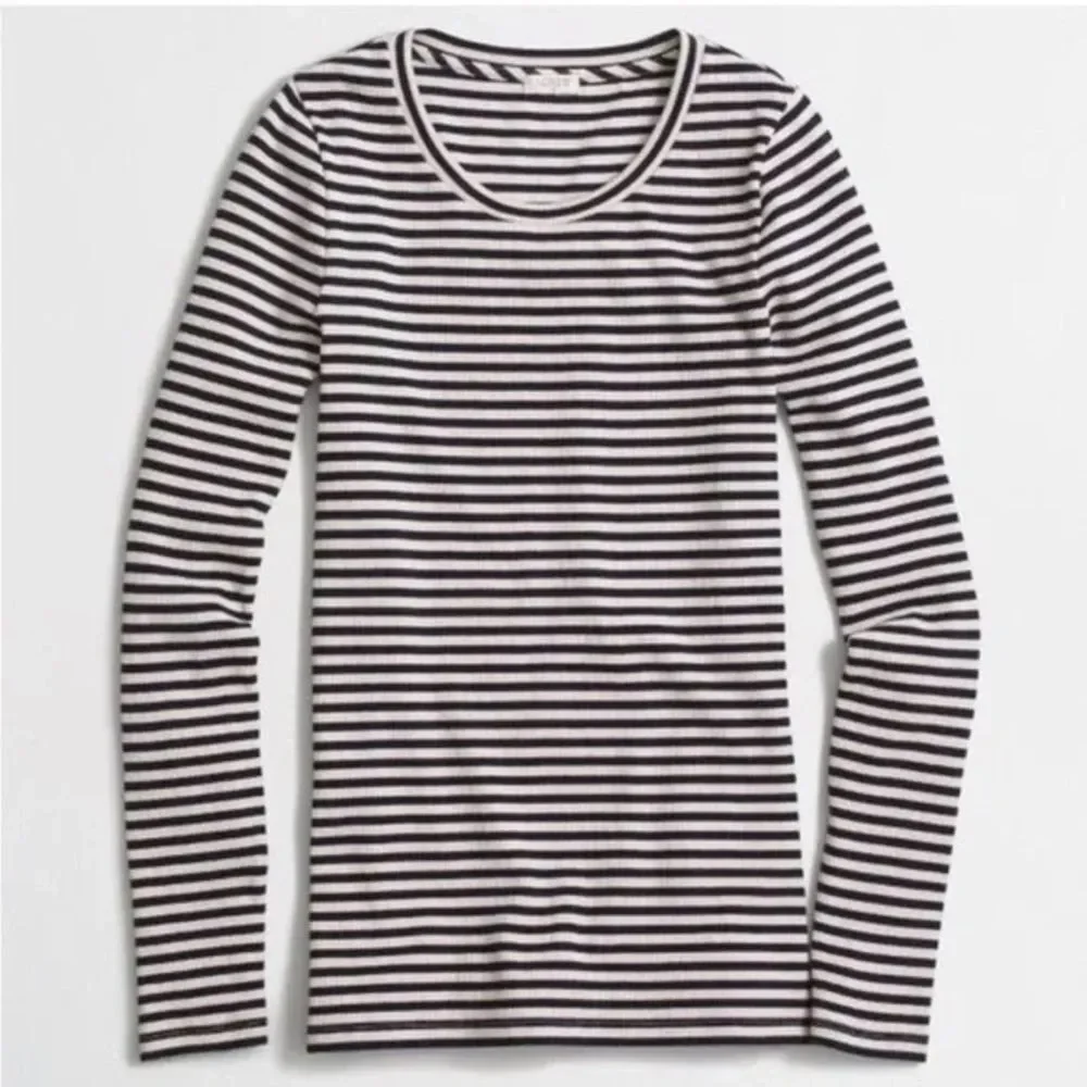 J. Crew Striped Ribbed Long Sleeve Tee Size M